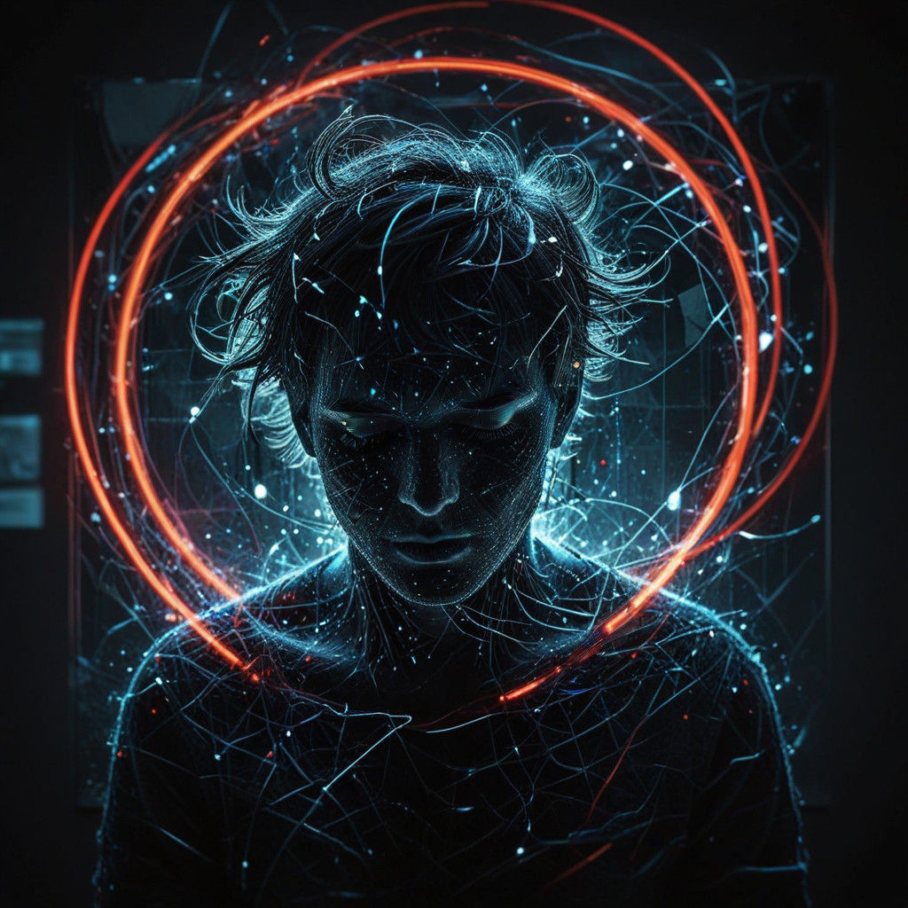 Surreal Portrait of Autistic Burnout in Chaotic Overload