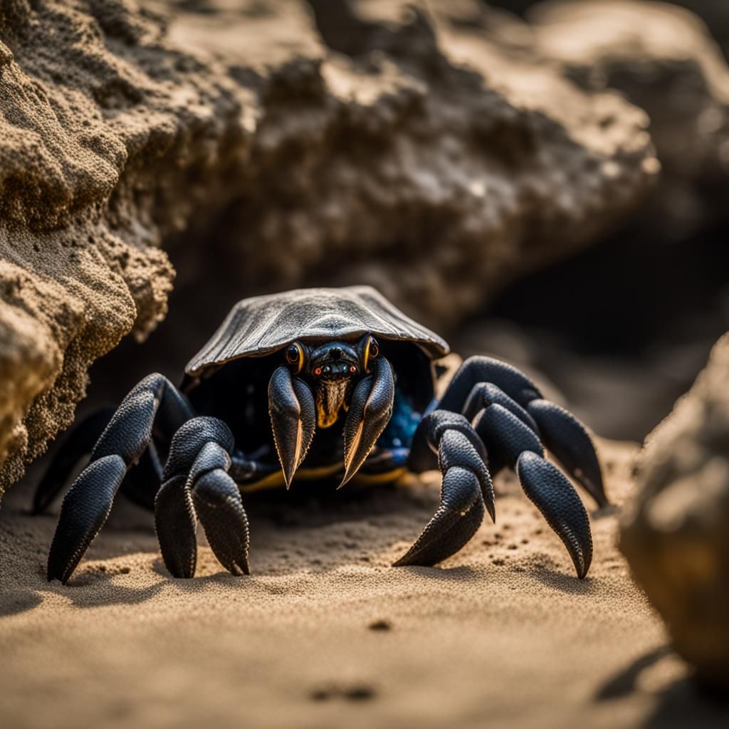cangrejo nazareno en una pequeña cueva en la playa de guatem...