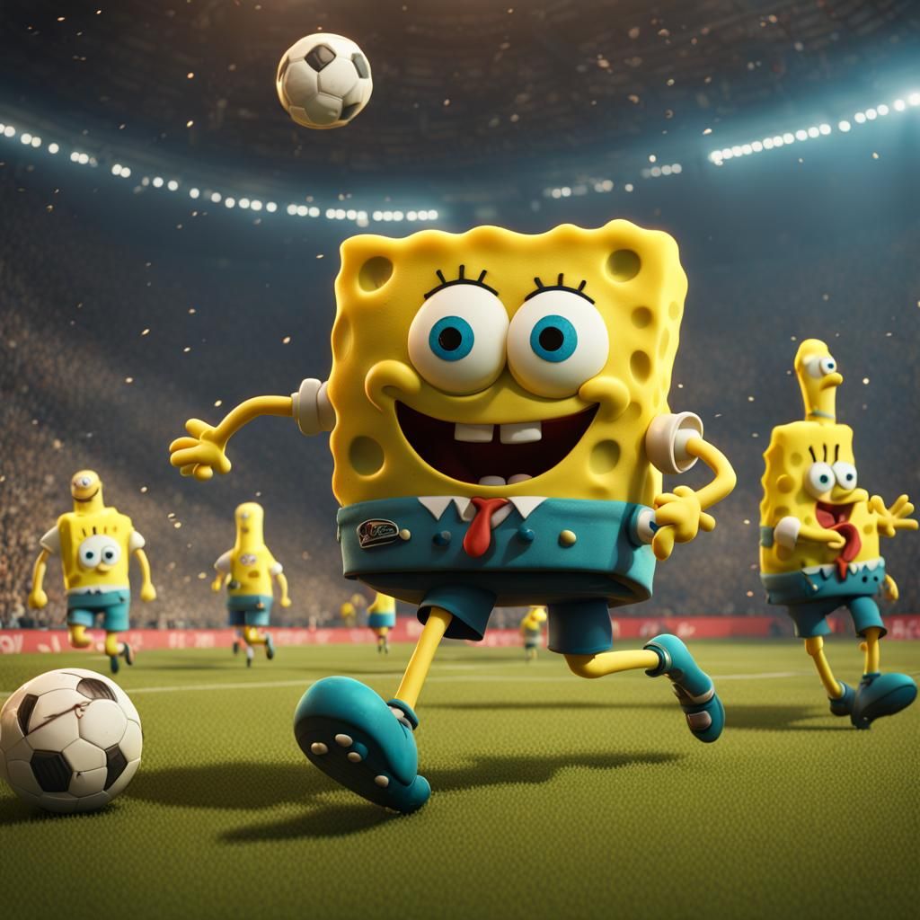Bob Esponja Plays Football: Detailed Matte Painting