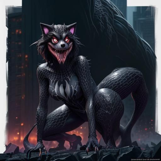 Spider-Gwen Venom Werewolf City Destruction