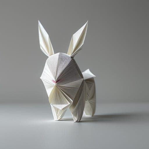 Delicate Origami Bunny in 8K Resolution