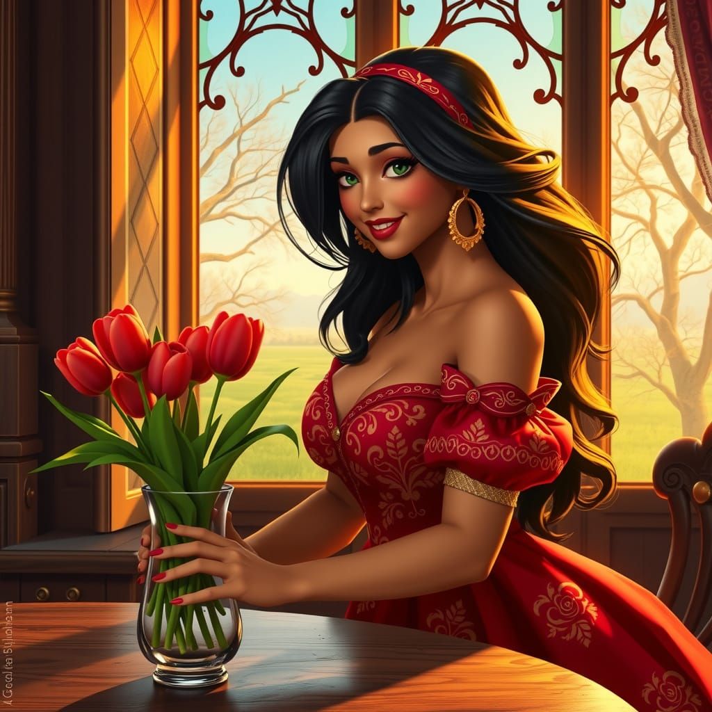 Esmeralda in Ruby-Red Splendor