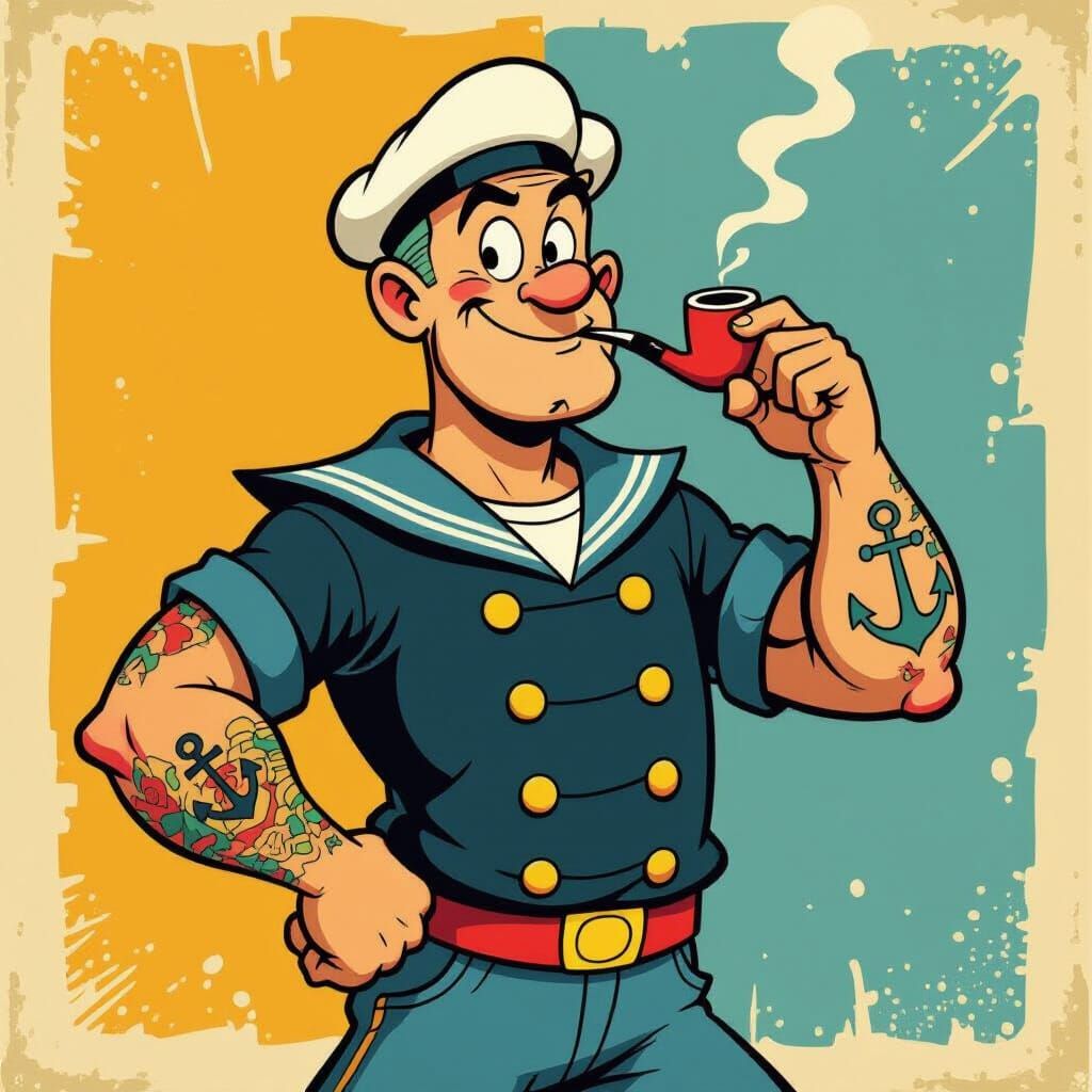 Popeye the Sailor Man in Classic Cartoon Style
