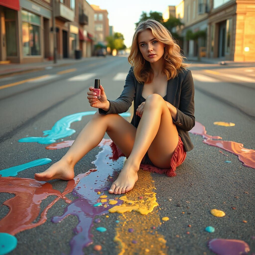 Woman on Living Canvas Street