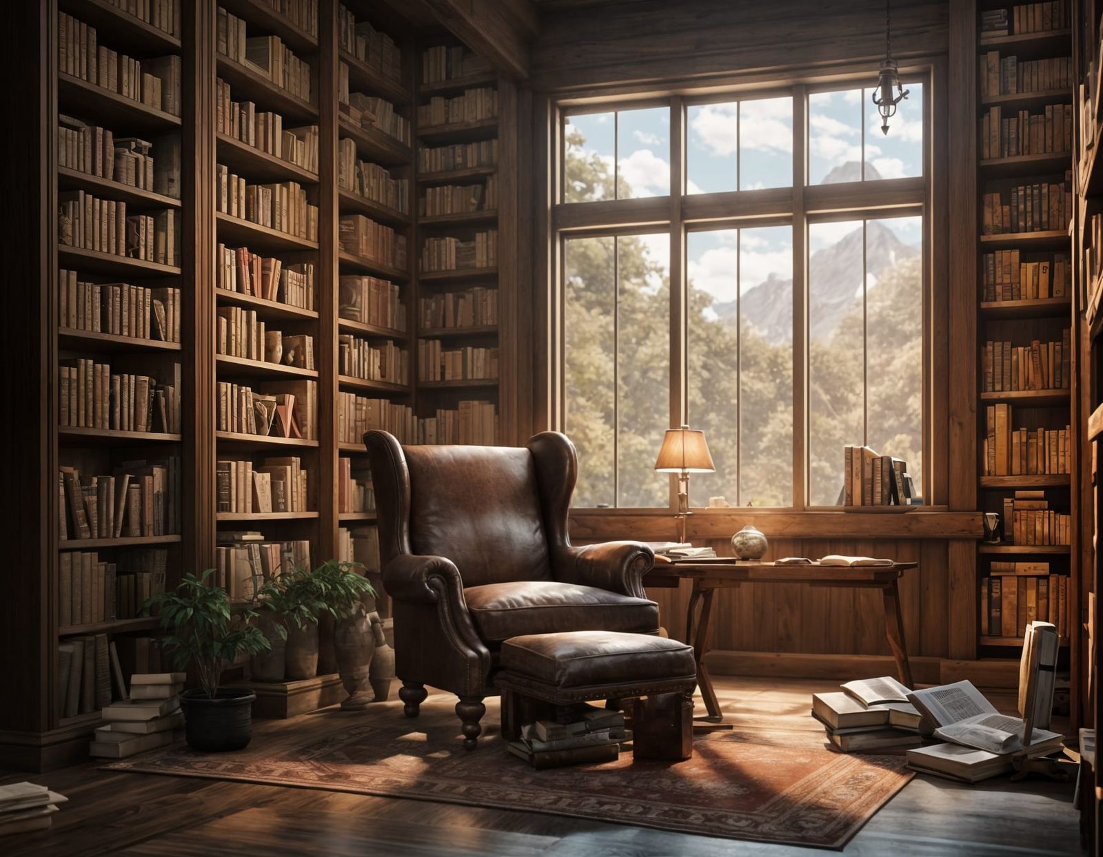 Cozy Reading Nook in Matte Painting Style