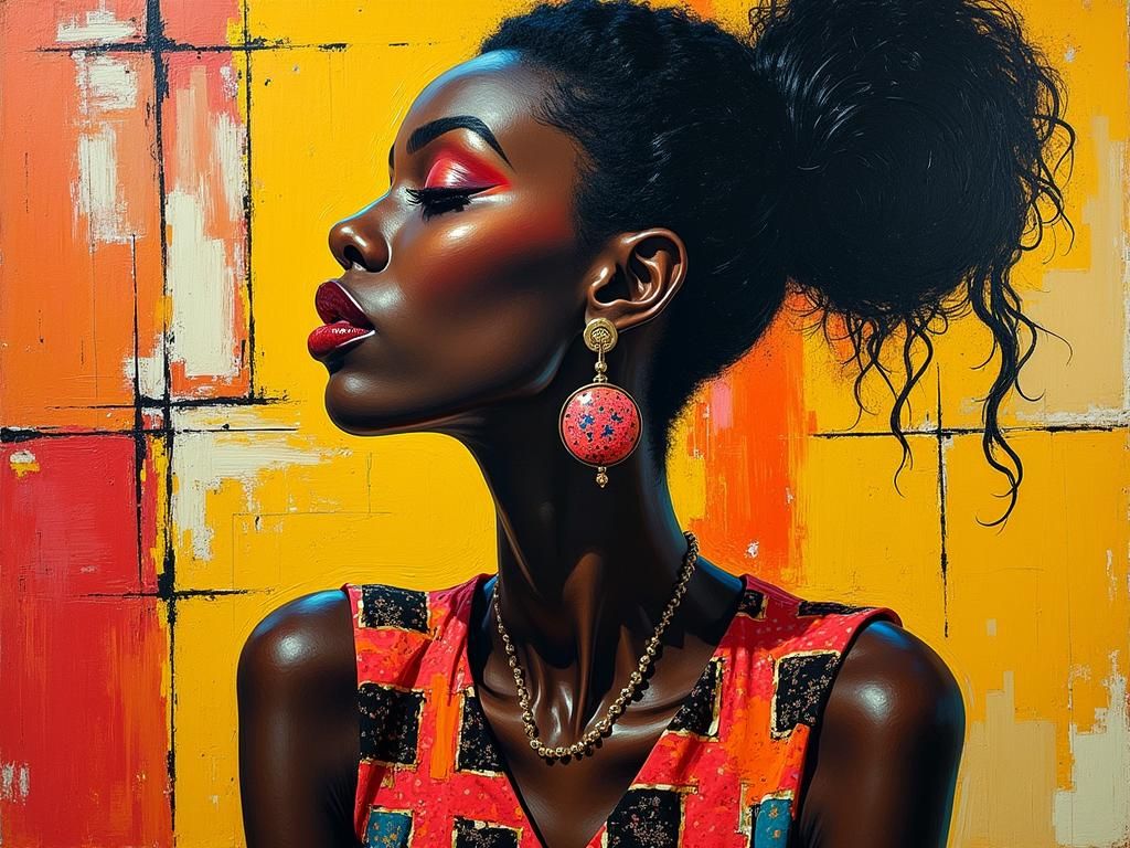 Cubist Portrait of a Woman with Geometric Shapes