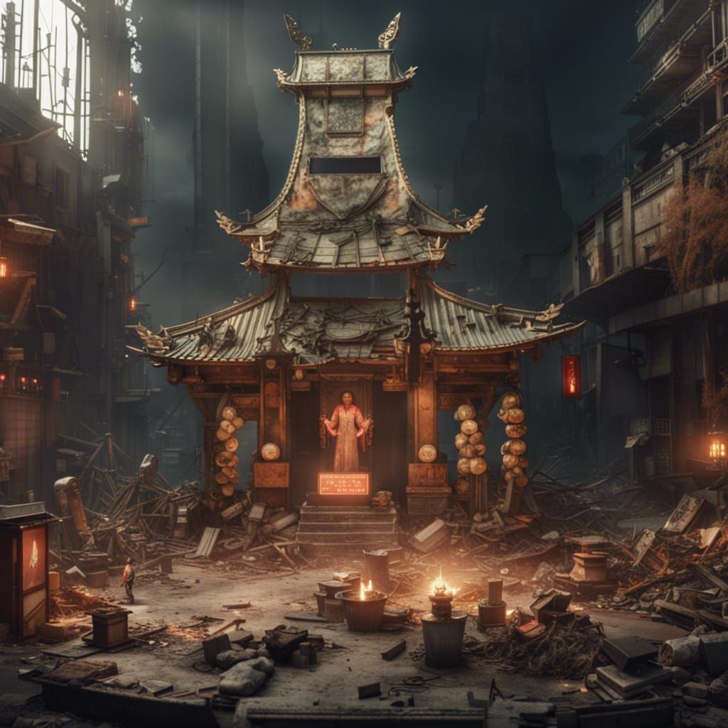 Glowing Beings Worship at Post-Apocalyptic Shrine