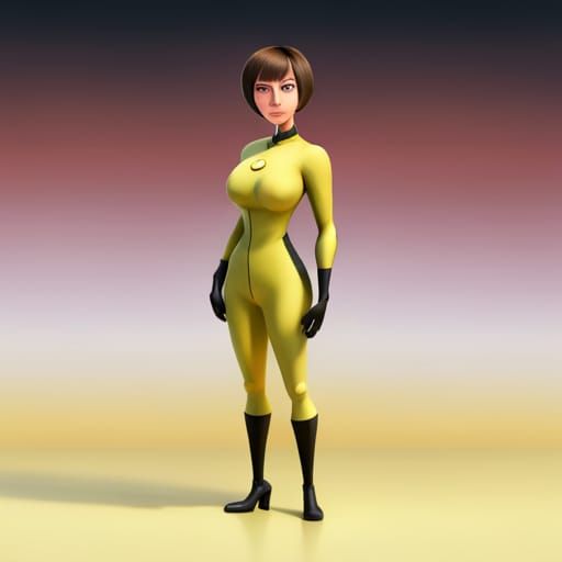 Helen Parr as Saitama in Pixar-style 3D Art