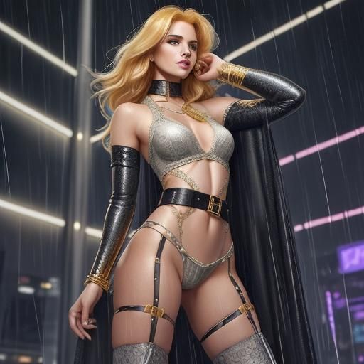 Golden Haired Woman in Starpunk Rain