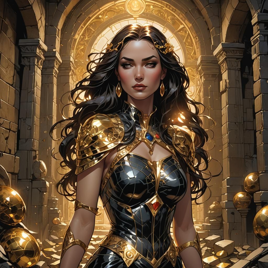 Woman in Dungeon Treasure Room, Comic Book Art