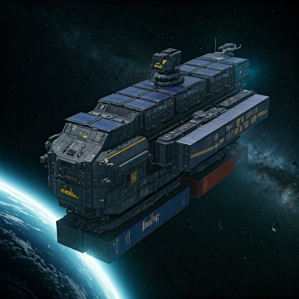 futuristic spaceship designed for UPS, DHL, FedEx, specializ...