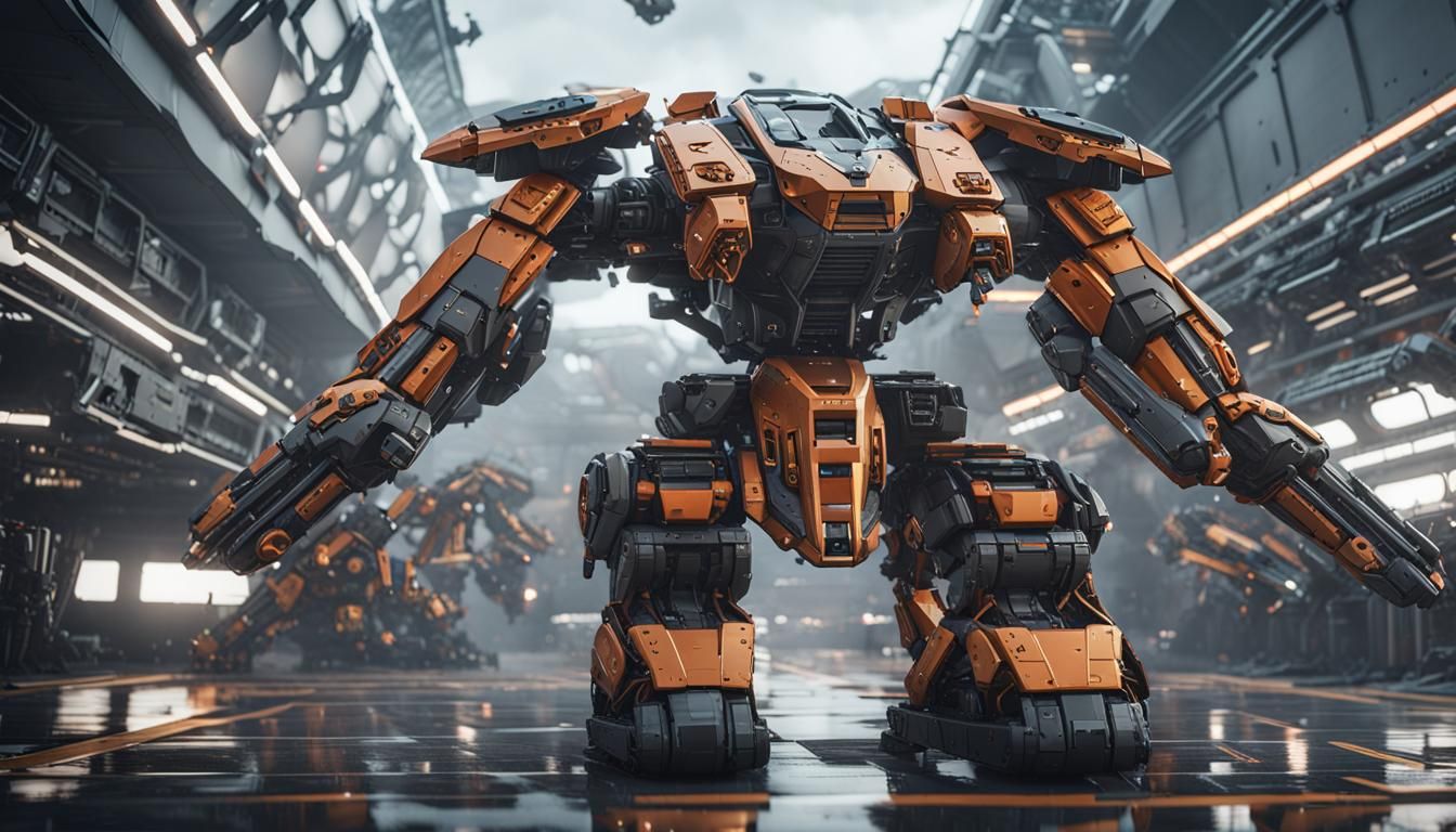 Futuristic Tank and F-22 Raptor Mech in 8K