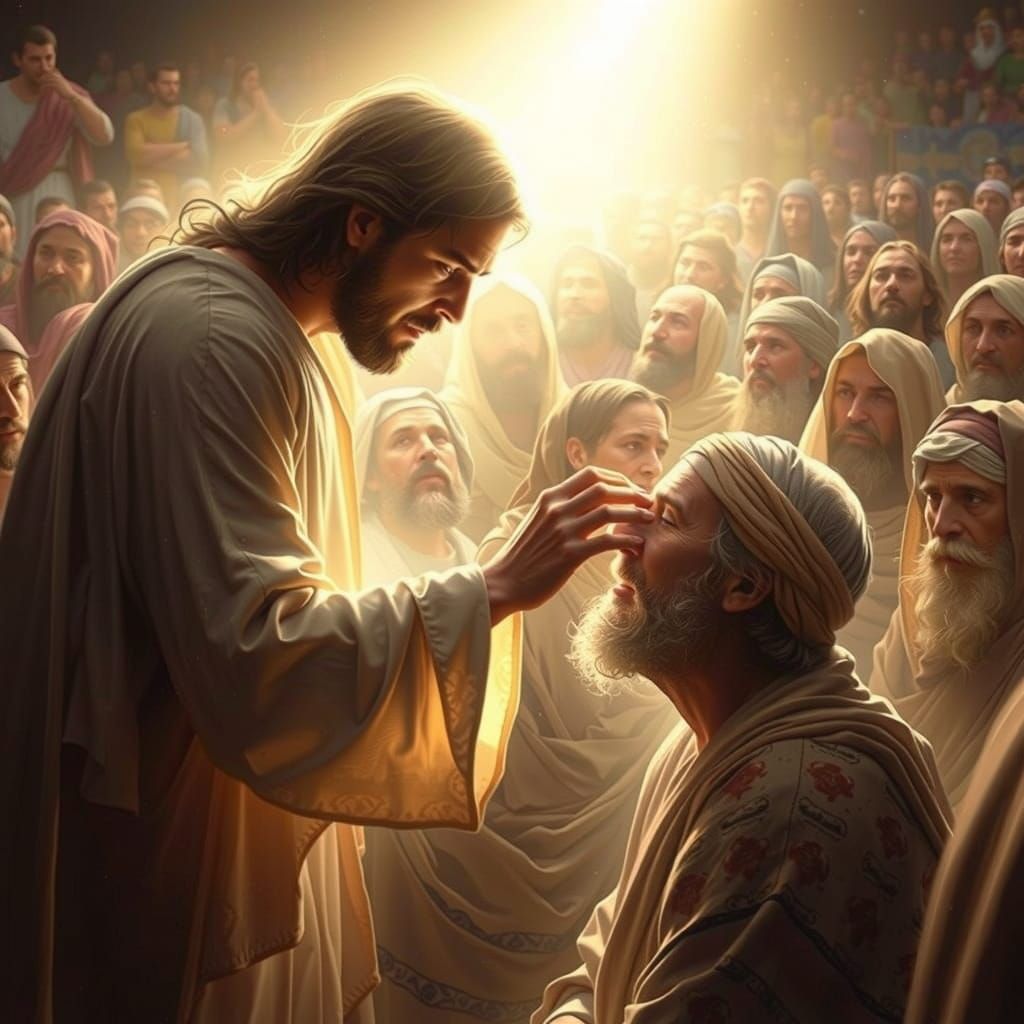 Jesus Healing the Sick: A Renaissance-Style Depiction