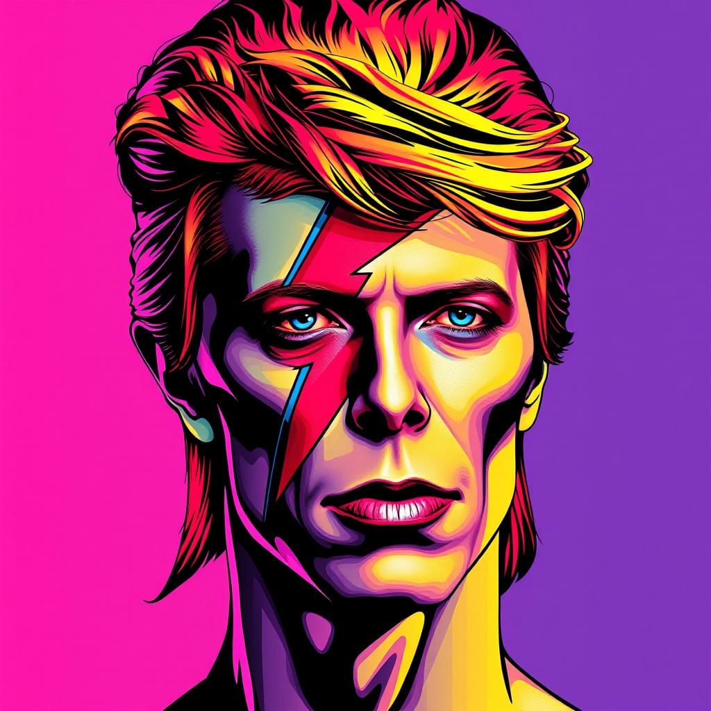 David Bowie in Vibrant Pop Art Style