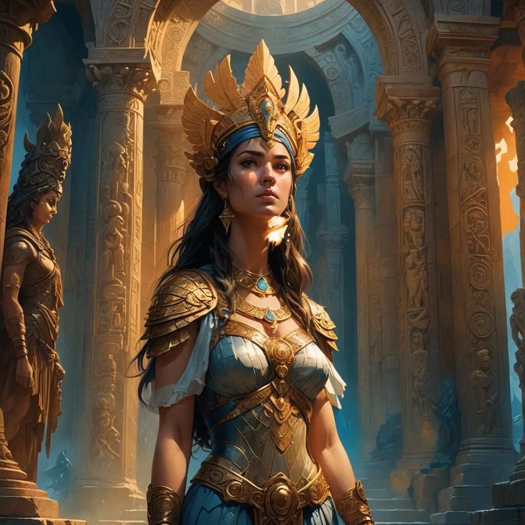 Ariadne in Mystical Temple: Fantasy Concept Art