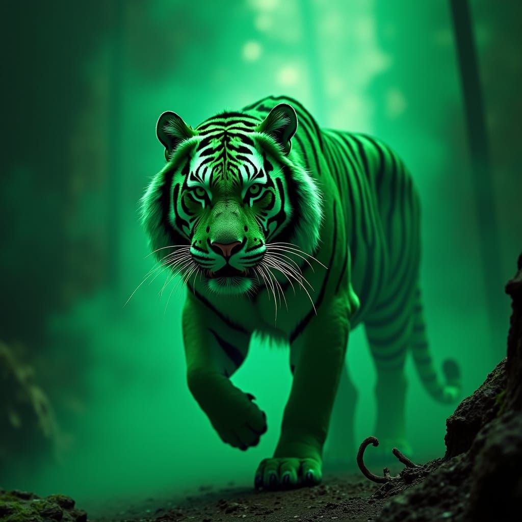 Green Tiger in Epic Cinematic Comic Book Art