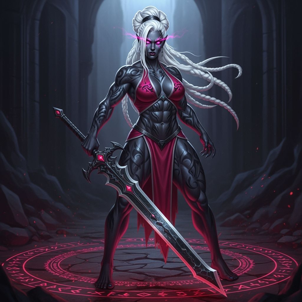 Drow Warrior Woman: Dark Fantasy Concept Art