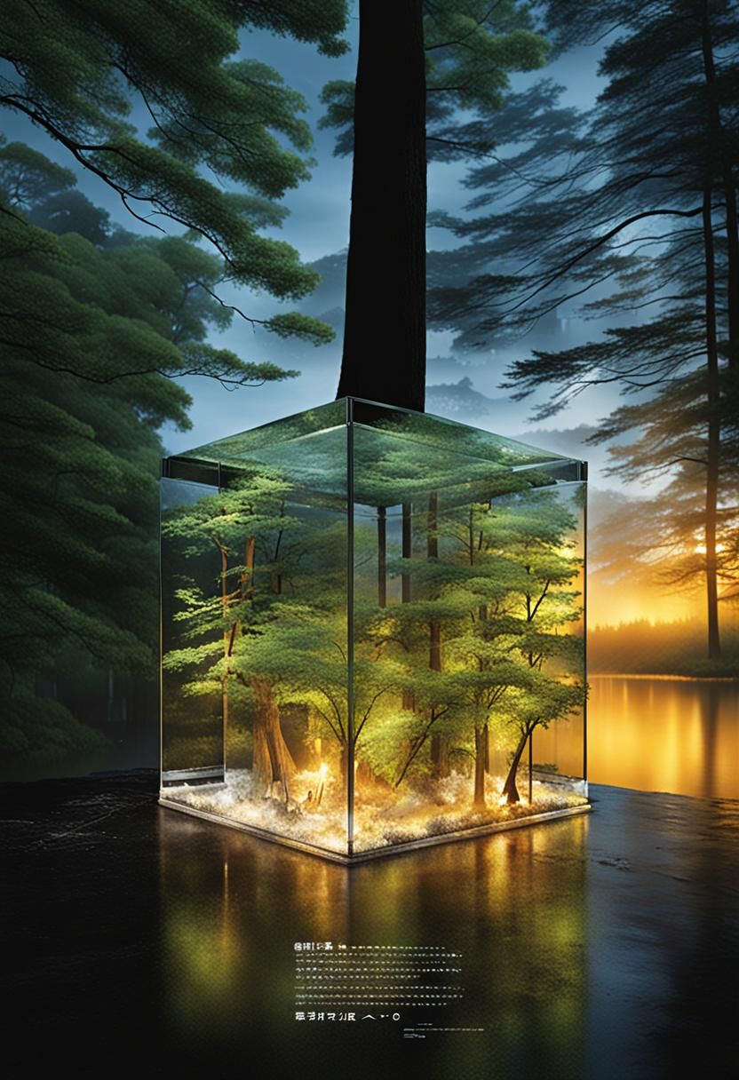 Amazon Forest Spills From Glass Cube: Minimalist Ad