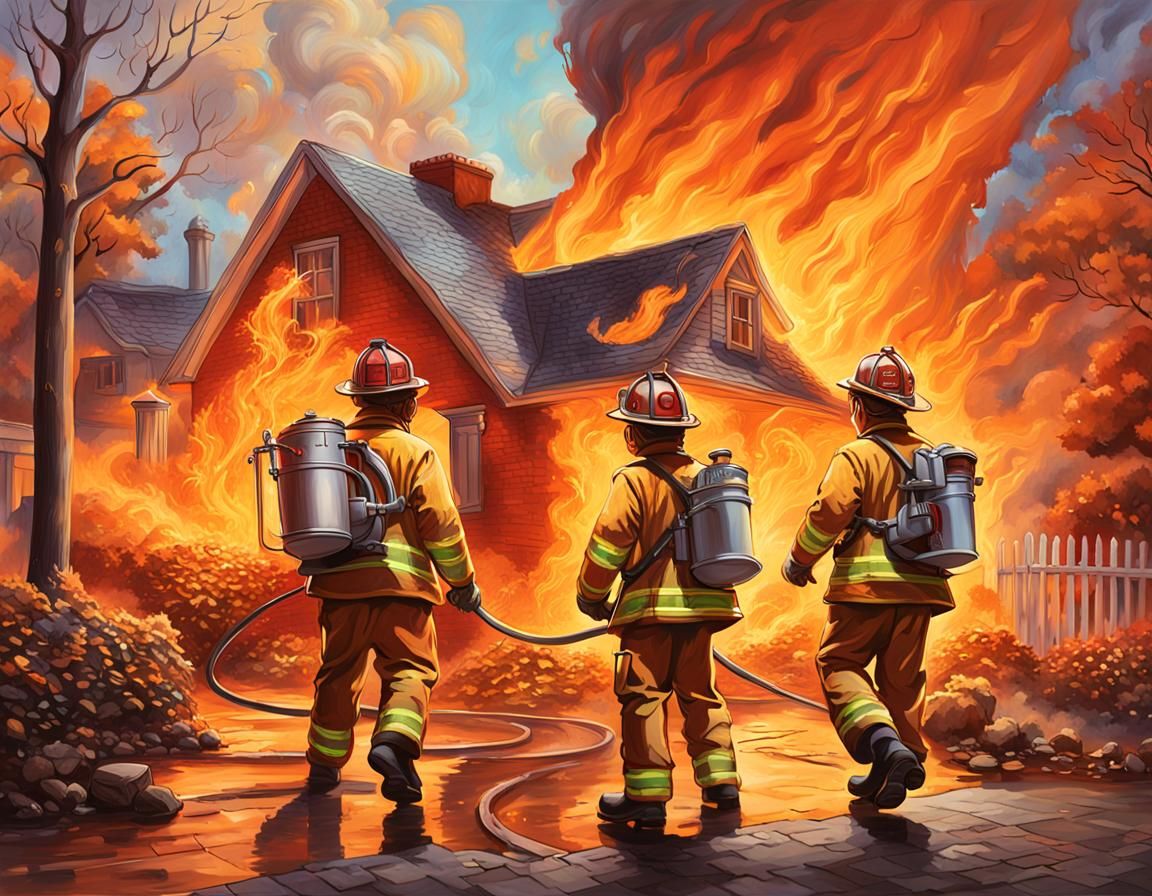 Munchkins as NYC Firefighters in Hyperrealistic Splash Art