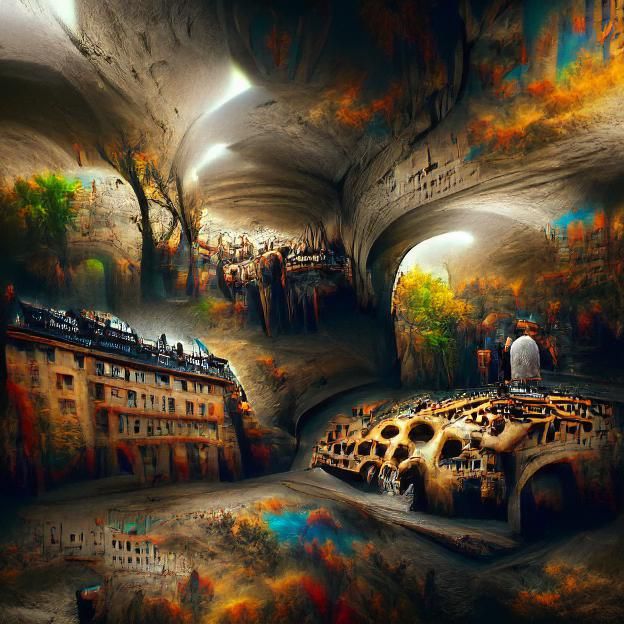 Paris Catacombs: Detailed Digital Illustration