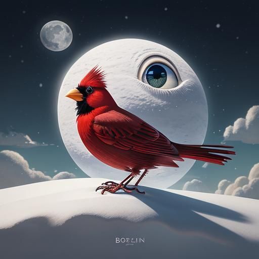 Surreal Eye with Cardinal Moon in a 3D Style