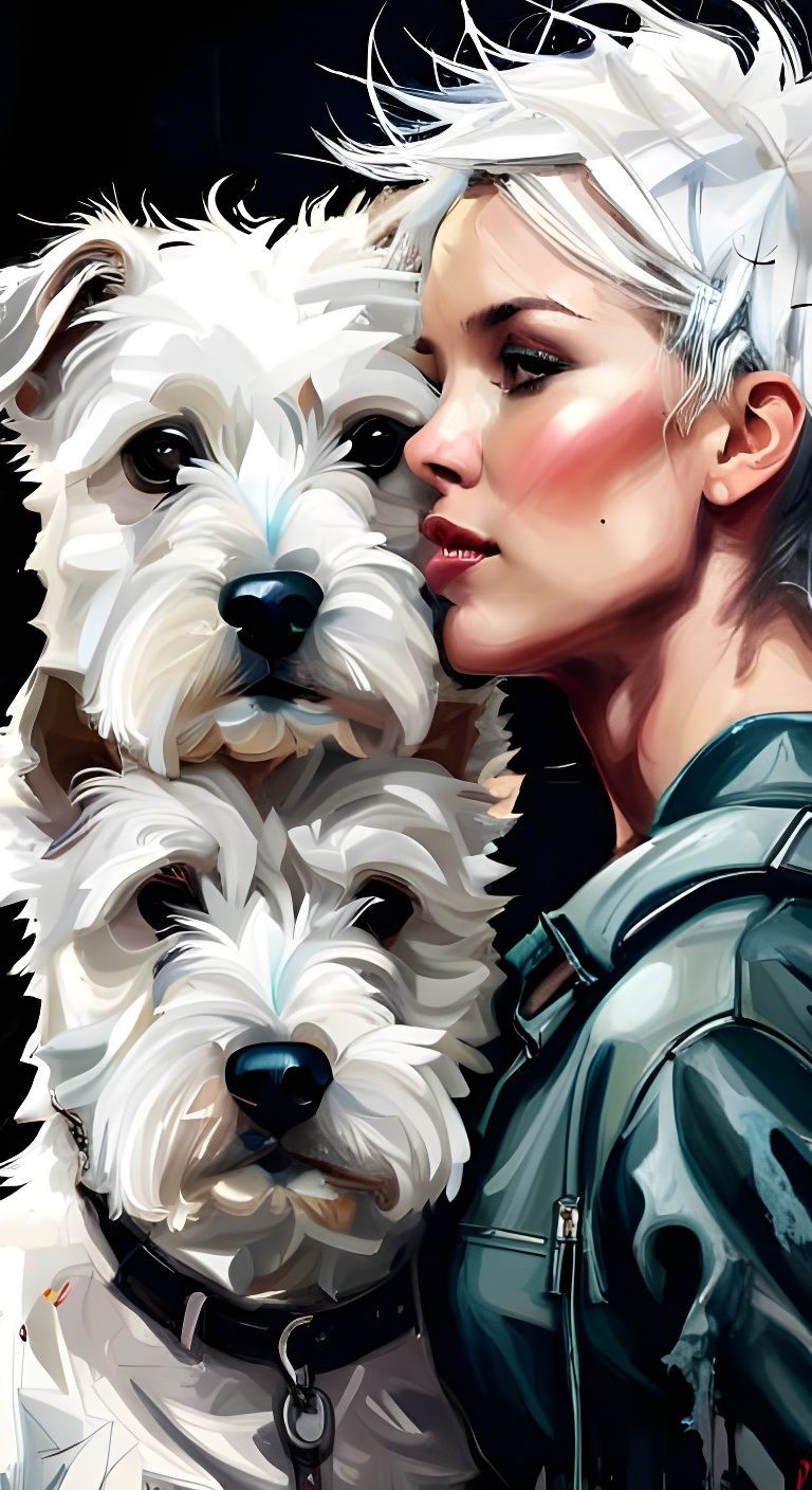 Westie Dog in Textured Speedpaint Style