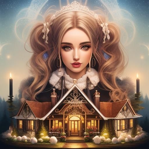 Detailed Gingerbread House in Winter Wonderland