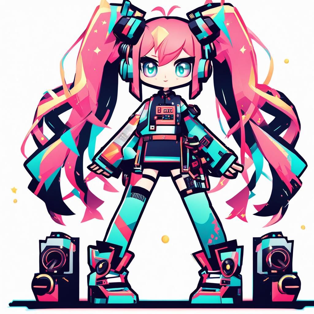 Stylish Miku-Inspired Character in Digital Art Style
