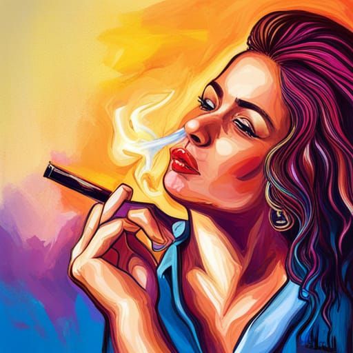 Hyperrealistic Turkish Woman Smoking Cigar in London