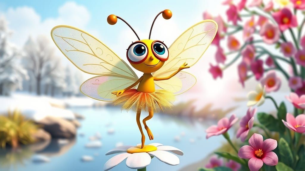 Butterfly Tap Dancer: Whimsical 3D Cartoon Art