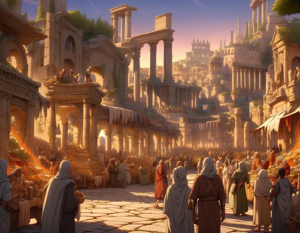 Medieval City Blends with Roman Ruins at Magic Hour