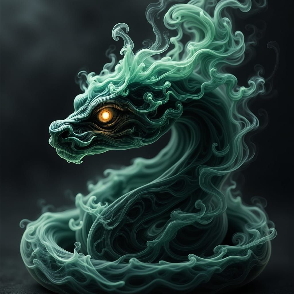 Surreal Viper in Smokey Ink Wash