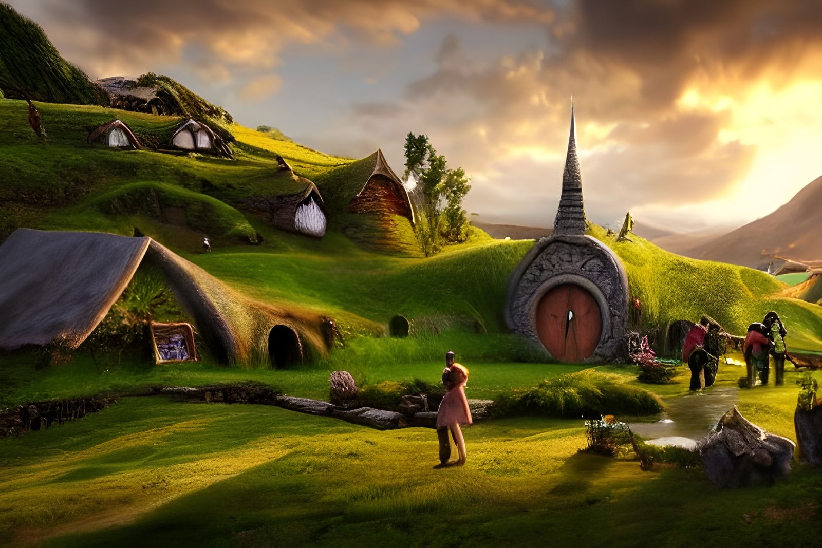 Hobbiton Village in Asgard: Detailed Matte Painting