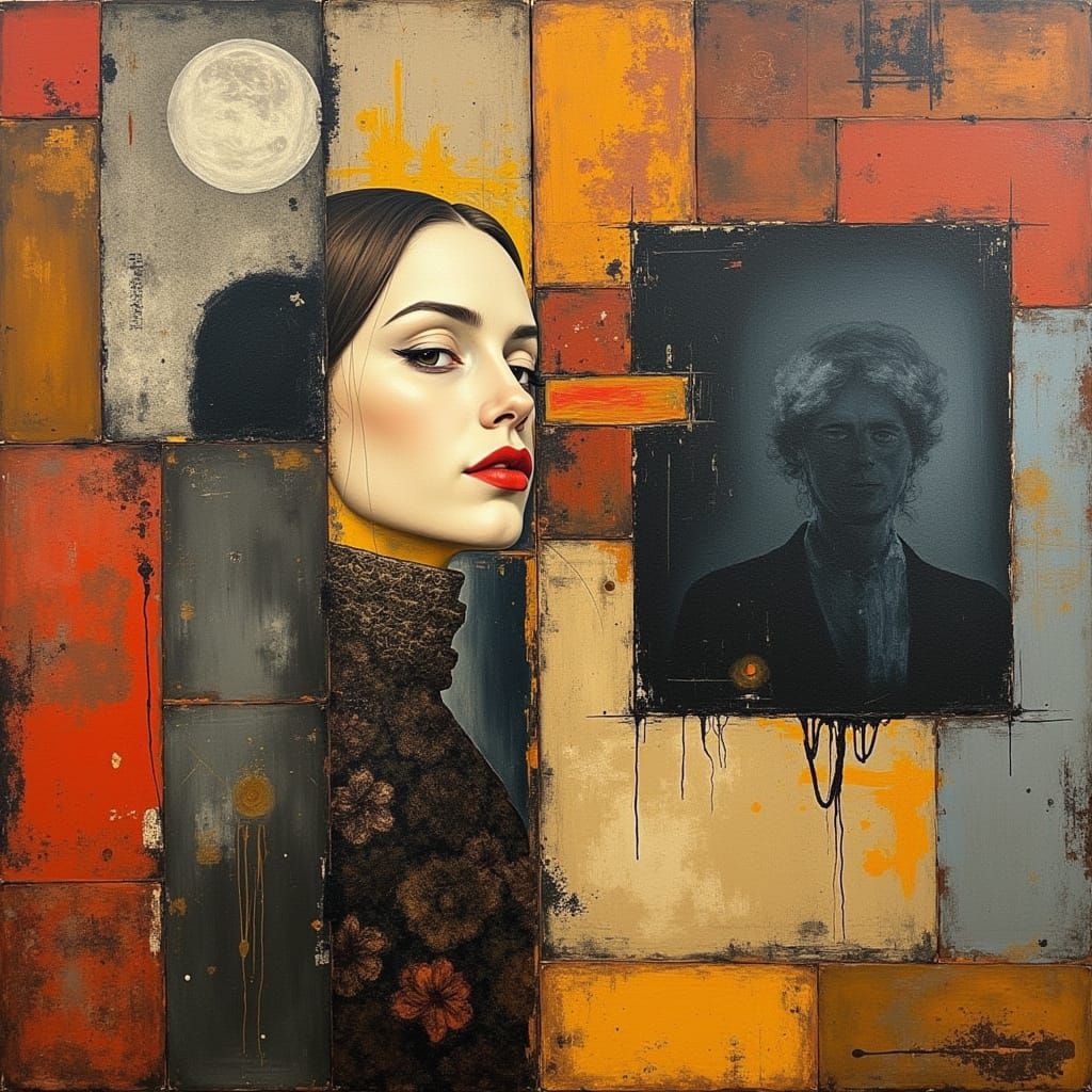 Colorful Mixed Media Painting in Style of the Masters