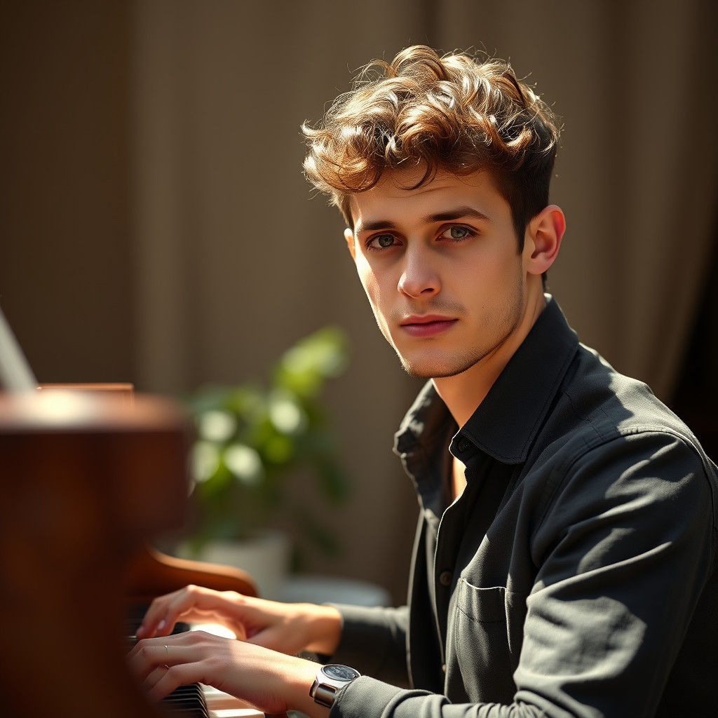 Attractive Young Pianist in Natural Lighting