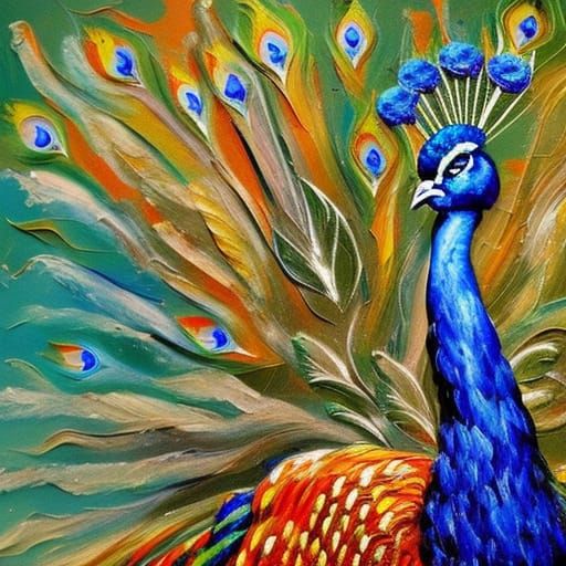 Hera's Peacock Versus Zeus' Bull: Neo-Impressionist Oil Pain...