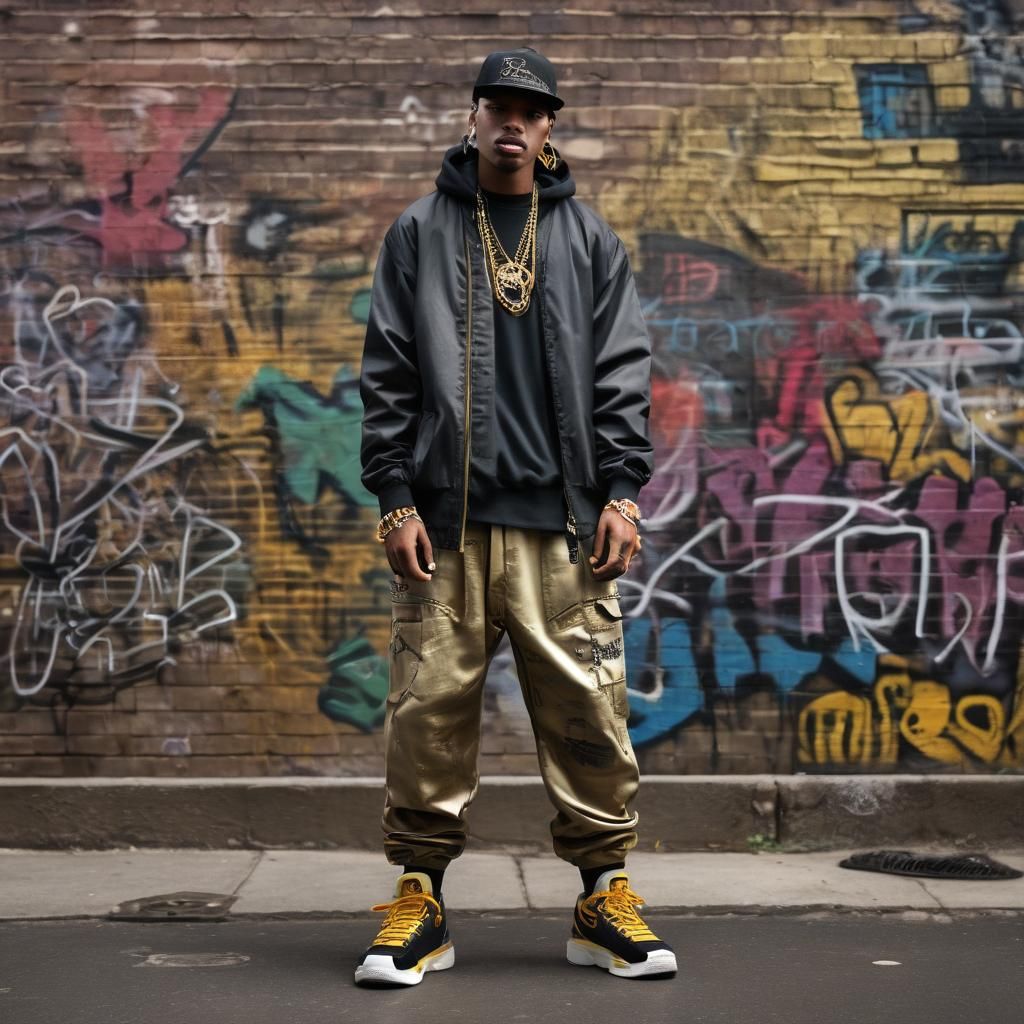 90s Rapper in Neon Graffiti Landscape