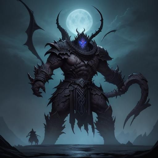 Epic D&D Battle: Warrior vs. Monster in Dark Realm