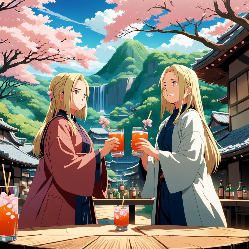Sakura and Tsunade Celebrate in Hidden Leaf Village