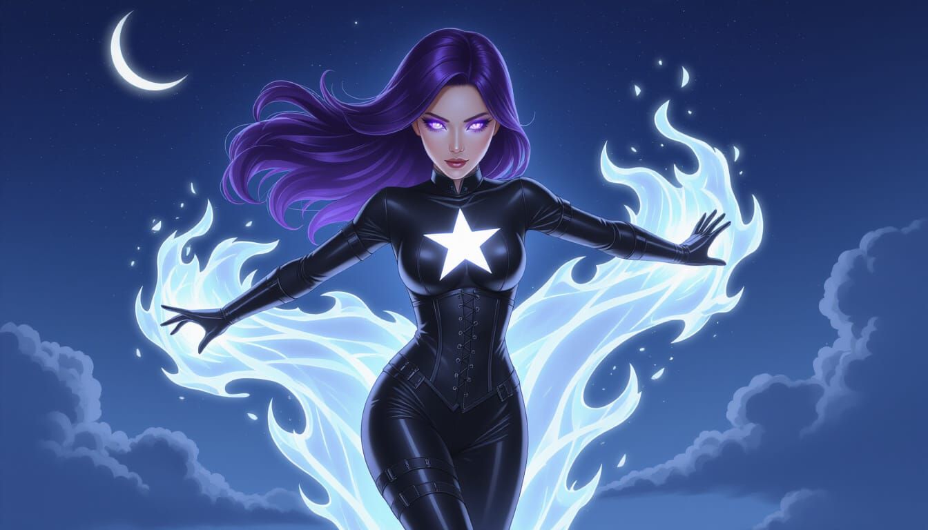 Athletic Woman in White Flame, Fantasy Art