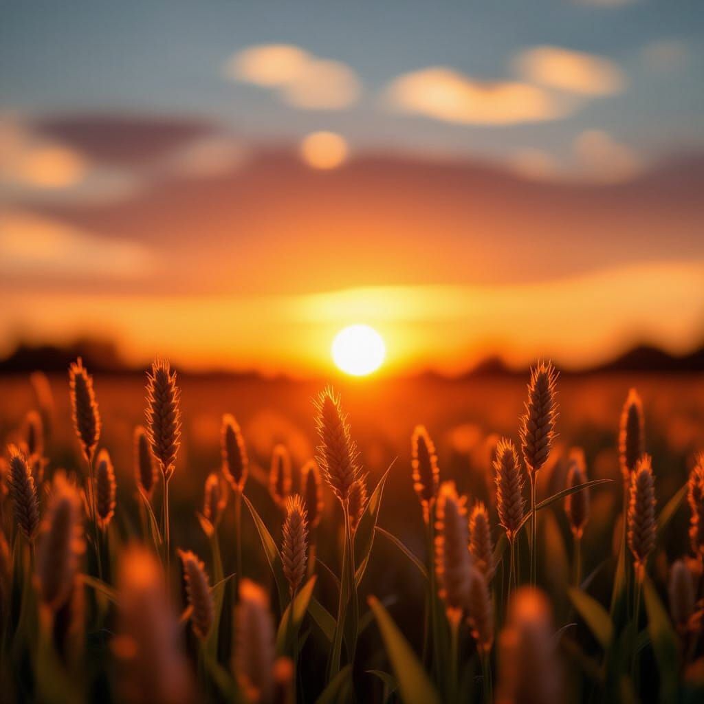 Warm Orange Sunset with Bokeh