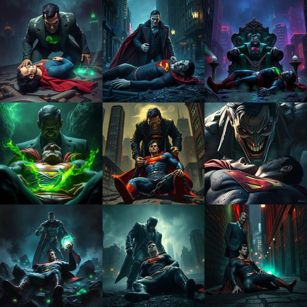 Superman Overpowered by Lex Luthor in a Dark, Fantastical Re...