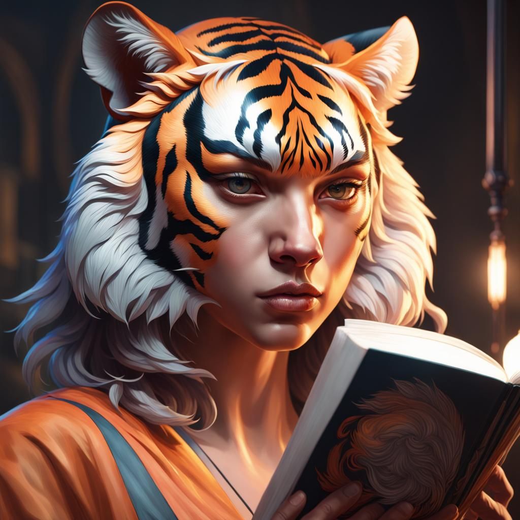 Hyperdetailed Portrait with Eye of the Tiger