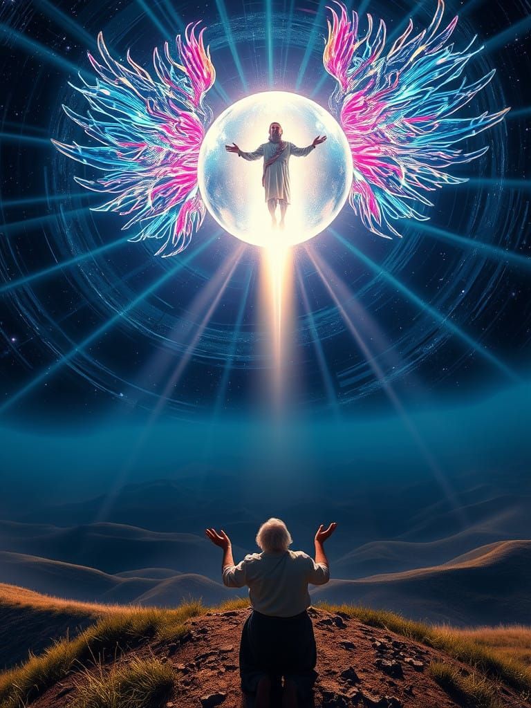 Prophet Elisha Bows to Ascending Elijah in Celestial Spectac...