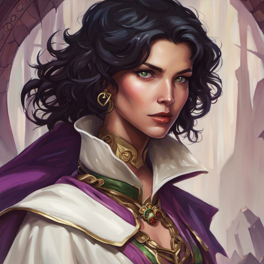 Fantasy Rogue with Violet Cloak and Black Hair