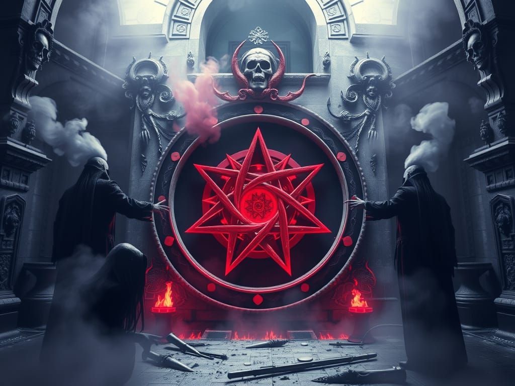 Ominous Pentagram Portal with Death Angel