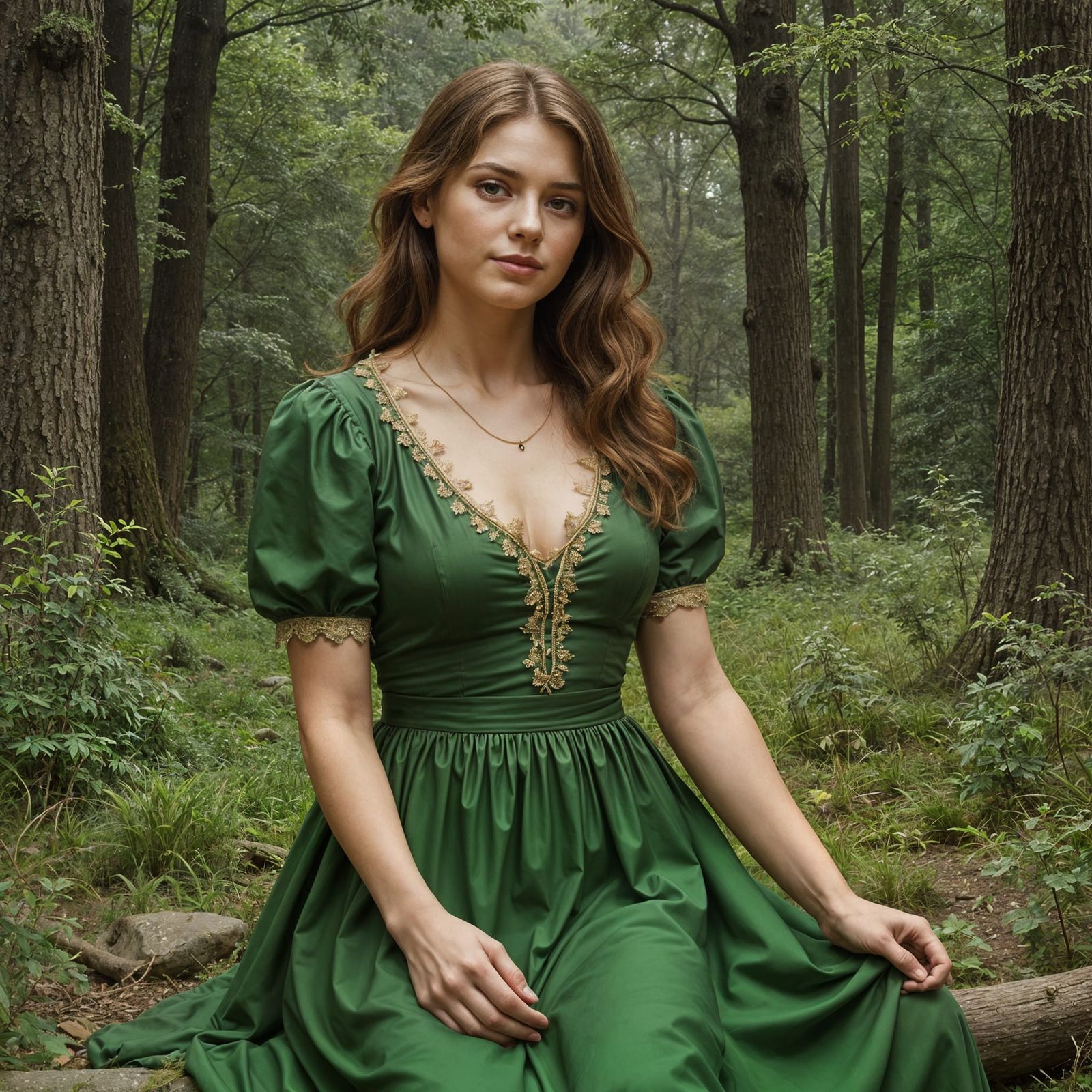Irish Woman Portrait in Forest Glade, Classical Painting