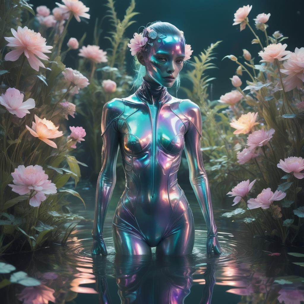 Dystopian Hybrid Creature in Ethereal Pastel Hues