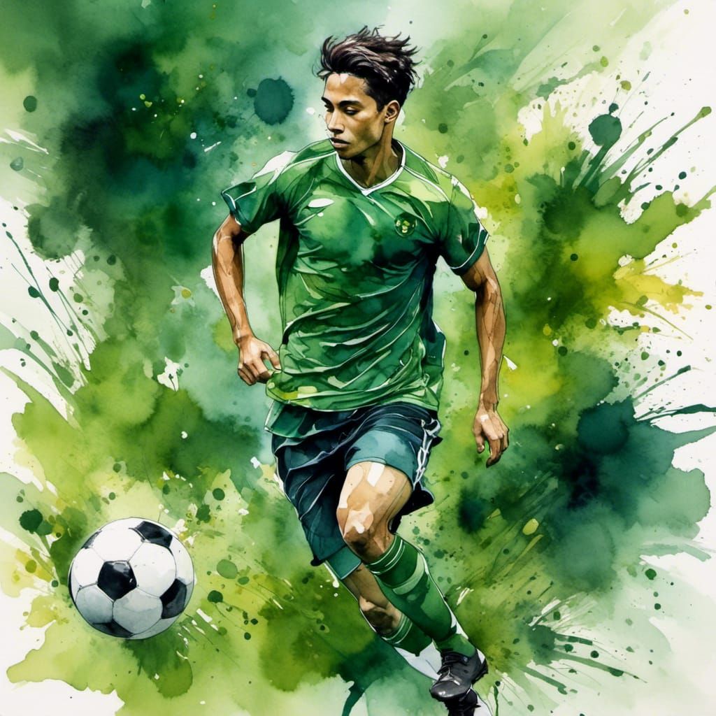 Green Hue Soccer Player in Stylized Aesthetic