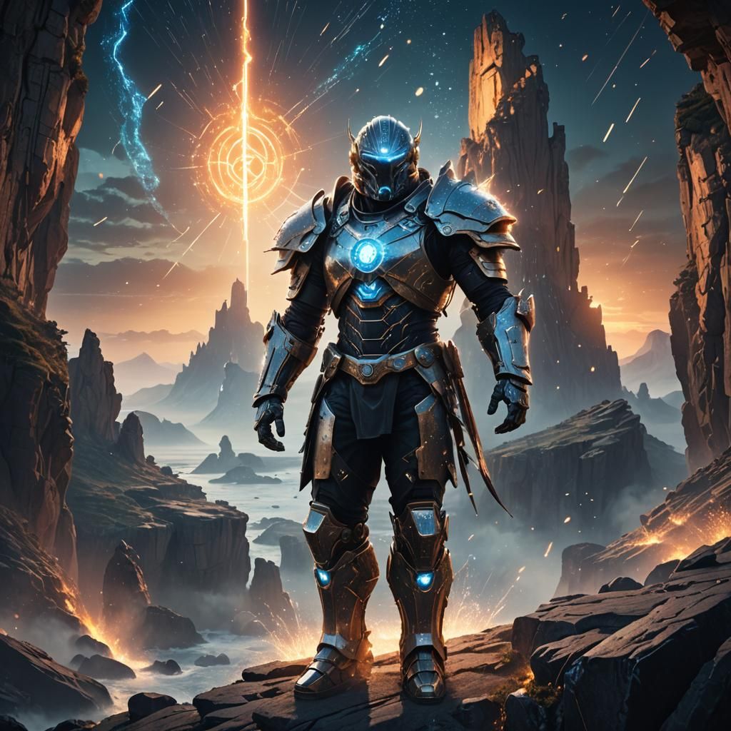 Ion on Mystical Cliffs in Digital Art Style